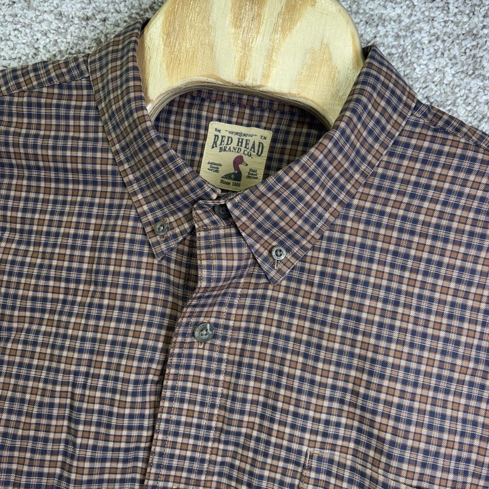 RedHead Shirt Mens 3XL Brown Plaid Long Sleeve Button Down Cotton Casual Outdoor